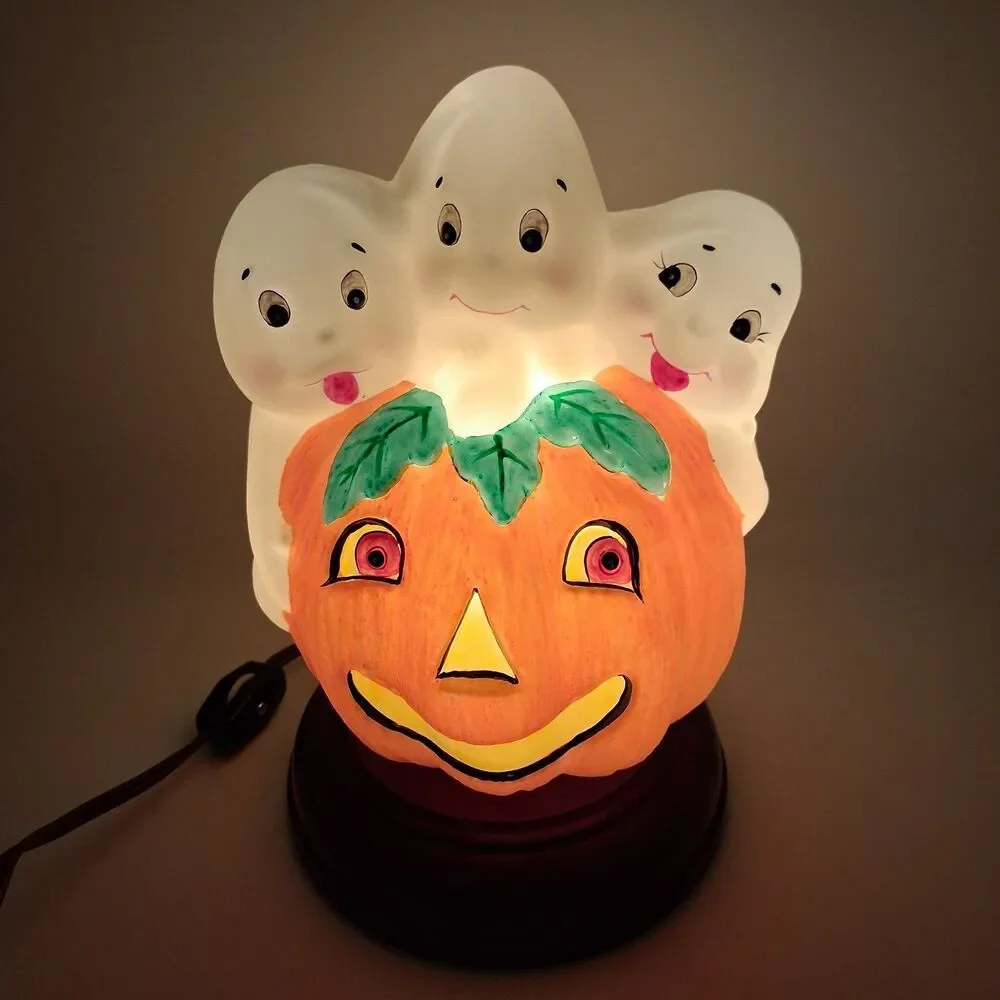 2000 Vintage Old World Christmas Halloween Light Trio of Giggling Ghosts w/ Box